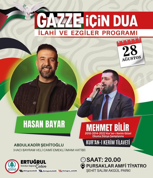 Tüm hemşehrilerimizi, Gazze için Dua 🤲programımıza davet ediyoruz.